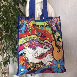 ROCK & ROLL HALL OF FAME recyclable shopping bag book bag tote 1970s retro look